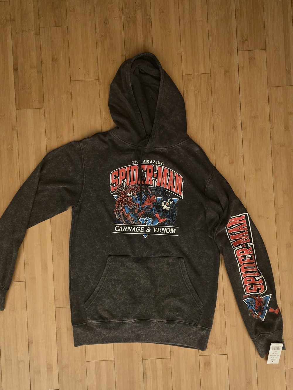 Marvel Spider-Man Carnage & Venom Pullover Hoodie - Black with Red & Blue Print